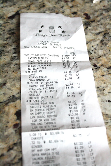 Andy's Fruit Ranch receipt
