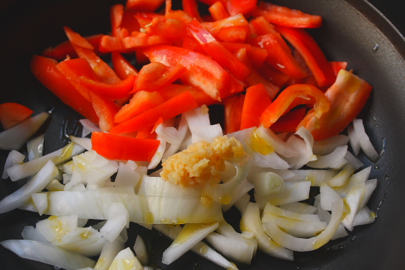 Red pepper and onion