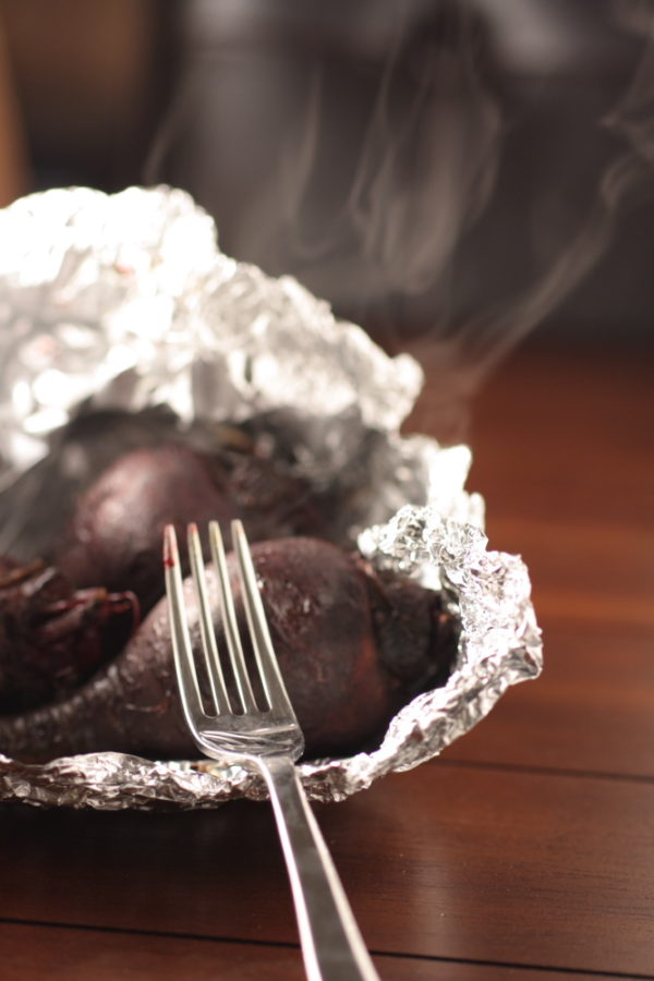 roasted beets in tin foil